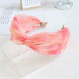 Lianfudai Girl Organza Wide Headbands For Women Cross Hair Bands Bows Accessories Korean Summer New Tie Dye Ethnic Wholesale