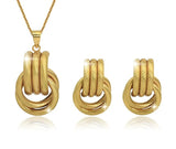 Lianfudai - Necklace Sets For Womens Wedding Jewellery Pendant Big Earrings Set Chunky Gold Plated Luxury Brands Fashion Ethiopian