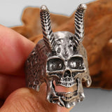 Lianfudai father's day gifts Gothic Men's Ghost Head Skull Ring Men's Women's Bullhead Ghost Head Punk Hip Hop Rock Club Ring Gift