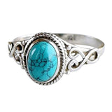 Lianfudai Disaster Prevention Jewelry Vintage Antique Natural Stone Ring Fashion Jewelry Gift Blue turquoises Finger Ring For Women Wedding Anniversary Rings