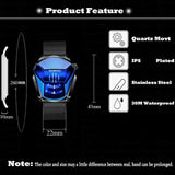 Lianfudai watches on sale clearance New Luxury Watch Mens Watches Geometric Locomotive Design Quartz Watch for Men Black Fashion Stainless Steel Male Clock