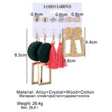 Lianfudai jewelry gifts for women hot sale new Vintage Women Drop Earrings Set Bohemia Acrylic Tassel Pearl Alloy Long Pendant Earrings Geometric Jewelry Party Gift