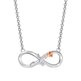 Lianfudai  gifts for women Classic Infinity Love Rose Flower Pendant Necklace Silver Color Clavicle Chain Necklace Female Charm Choker Jewelry Collar Gifts