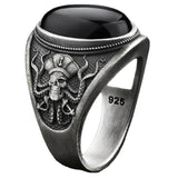 Lianfudai easter gifts for men Gothic Pirate Skull Octopus Ring Men's And Women's Unique Retro All Black Zircon Octopus Metal Punk Women's Motorcycle Ring