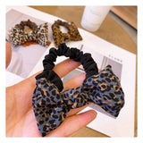 Lianfudai Women Scrunchies Elastic Hair Ties Bands Adult Leopard Bow Knot Fashion Girl Korean Mujer Accessories Hyuna Wholesale