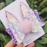 Lianfudai easter gifts for girls Thumblina Easter Hairgrips Glitter Hair Bow Dance Party Hair Accessories Girls Spring Easter Hair Bows