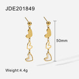 Lianfudai New Trendy Triangle Stainless 14K Gold Heart-Shaped Disc C-shaped Earrings For Women Jewerly Party Gift