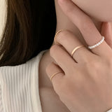 Lianfudai Retro Simple Gold Color Metal Beaded Rings Set Simple Irregular Opening Adjustable Hollow Finger Rings for Women Gifts