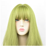 Lianfudai human hair wigs deep wave frontal wig hairstyles lacefront wig hairstyles 24inch Synthetic Green Black Hair Curly Big Wave Cosplay  Wigs With Bangs for Women African American Heat Resistant Fiber Hair