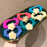 Lianfudai  Women Girl Scrunchies Elastic Hair Ties Bands Flower Colorful Summer Fashion Korean Mujer Head Accessories Hyuna Wholesale