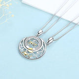 Lianfudai CHEISTMAS gifts for her New Creative Sun Moon Pendant Couple Necklace Fashion Lovers Friendship Jewelry I Love You Memorial Valentine's Day Gift