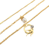 Lianfudai gifts for women  Multilayer Charm Chain Bird Animal Pearl Pendant Necklace Fashion Gold Color Collar Necklaces Choker for Women