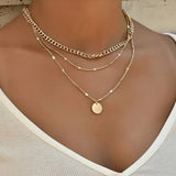 Lianfudai Vintage Multiayered Pearl Necklace For Women Fashion Golden Portrait Coin Pendant Thick Chain Necklaces Jewelry Gifts