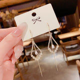 Lianfudai christmas gift ideas valentines day gifts for her Elegant  New Golden Color Pearl Tassel Earrings Drop Dangle Earrings For Women Long Cuff Earring Bohemia Jewelrys Gifts