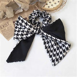 Lianfudai Plaid Scrunchies For Women Girl Elastic Hair Bands Ties Accessories Pitchwork Bow Knot Wholesale