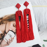 Lianfudai Long Tassel Earrings Fashion Jewelry Bohemia Statement Summer Dangle Aesthetic Earrings for Women Accessories Korean Style