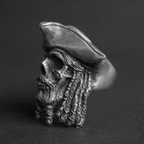 Lianfudai for men Vintage Punk Gothic Men's Premium Carbide Captain Skull Ring Biker Jewelry for Male Fashion Jewelry Wholesale