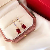 Lianfudai bridal jewelry set for wedding Fashion Elegant Simulated Pearl Long Tassel Drop Earrings French Retro Red Pearl Zircon Statement Earrings Women Party Jewelry