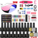 Lianfudai Nail Set 120W UV LED Lamp Dryer 18/12PCS Nail Gel Polish Kit Soak Off Manicure Set Electric Nail Drill Tools Set uñas