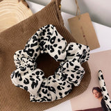 Lianfudai Korean Leaopard Dot Scrunchies Elastic Hair Bands Tie for Woman Girl Hair Accessories Handmade Head Bands Horsetail Wholesale