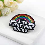 Lianfudai christmas gift ideas rainbow Brooch Pin Everything Sucks Enamel Pin Helium Balloon/Ferris Wheel/Sunflower Brooches&Pins Fashion Jewelry Gift