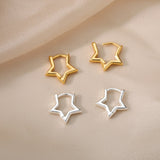 Lianfudai Star Pendientes Earrings For Women Girl Stainless Steel Minimalist Hoop Piercing Earring 2023 New In y2k Jewelry aretes de mujer