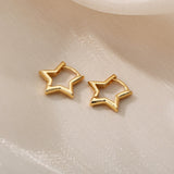 Lianfudai Star Pendientes Earrings For Women Girl Stainless Steel Minimalist Hoop Piercing Earring 2023 New In y2k Jewelry aretes de mujer