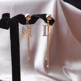 Lianfudai christmas gift ideas valentines day gifts for her Elegant  New Golden Color Pearl Tassel Earrings Drop Dangle Earrings For Women Long Cuff Earring Bohemia Jewelrys Gifts