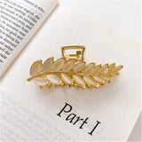 Lianfudai Korean version leaf shape pearl rhinestone hair clip fashion geometric leaf hair clip shark bath claw clip ladies headdress