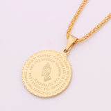 Lianfudai gifts for her Bible Verse Prayer Hands Folded Prayer Gesture Coin Medal Pendant Necklace For Men Women Couple Jewelry Gift