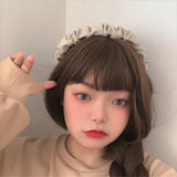 Lianfudai New Trendy Vintage Brown Leather Pleated Headband Smooth Irregular Geometric Folds Hairpin for Women Party Accessories