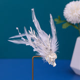 Lianfudai bridal jewelry set for wedding Handmade Feather Pearls Tassel Hair Clips Flowers Floral Barrettes Headbands Wedding Hair Accessories Bridal Hair Clip Ornaments