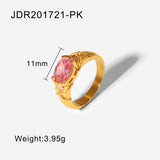 Lianfudai western jewelry for women Gold Plated Stainless Steel Trendy Ring Large Oval Zircon Ring For Women Wedding Jewelry Party Gift