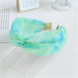 Lianfudai Girl Organza Wide Headbands For Women Cross Hair Bands Bows Accessories Korean Summer New Tie Dye Ethnic Wholesale