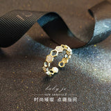 Lianfudai The New Trend Micro Set Zircon Exquisite Opening Ring Lady Luxury Fashion All-match Temperament Ring Female