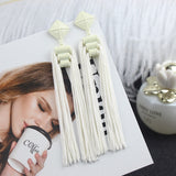 Lianfudai Long Tassel Earrings Fashion Jewelry Bohemia Statement Summer Dangle Aesthetic Earrings for Women Accessories Korean Style