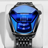 Lianfudai watches on sale clearance New Luxury Watch Mens Watches Geometric Locomotive Design Quartz Watch for Men Black Fashion Stainless Steel Male Clock