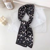 Lianfudai Silk Scarf Women Dot Zebra Striped Print Small Autumn Neck Scarf Office Lady HairBand Foulard Hand Kerchief Bag Accessories