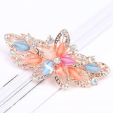 Lianfudai Barrette For Women Girl Rhinestone Crystal Big Hair Clip Hairpin Rose Peacock Flower Floral Head Accessories Wholesale