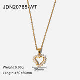 Lianfudai 18K Gold Plated Heart Trendy Jewelry Stainless Steel Choker Cubic Zircon Heart Pendant Necklace for Women Party