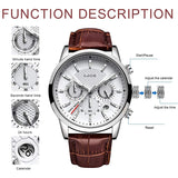 Lianfudai father's day gifts Watches Mens Top Brand Luxury Casual Leather Quartz Men's Watch Business Clock Male Sport Waterproof Date Chronograph