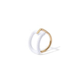 Lianfudai New Trendy Simple White Metal Enamel Rose Ring Irregular Geometric Plant Twisted Open Rings for Women Jewelry Gifts