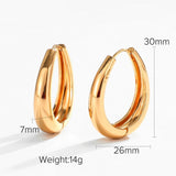 Lianfudai Classic Statement Brass Hoop Earrings For Women High Polished Geometric Chunky Circle Earrings Jewelry Gifts