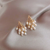 Lianfudai Christmas wishlist Vintage Simulated-pearl Exquisite Earrings For Women Fashion Girl Temperament Party Birthday Jewelry Gifts