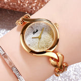 Lianfudai Christmas gifts ideas Luxury Jewel Watch Women Bracelet Watch Fashion Rose Gold Gradient Quartz Wristwatch Ladies Watch for Women Zegarki Damskie