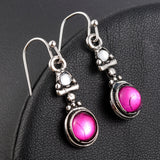 Lianfudai easter gifts for women  Vintage Drop Earrings Moonstone Pink Stone Earrings  Women Fashion Trendy Earrings Jewelry