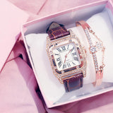 Lianfudai Christmas wishlist Luxury Women Watches Bracelet Set Starry Sky Ladies Bracelet Watch Casual Leather Quartz Watch Wristwatch Clock Relogio Feminino