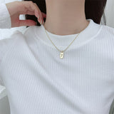 Lianfudai gifts for her New Korean Number 7 Pendant Necklace Punk Simple Gold Statement Chain Choker Collar Necklaces Jewelry For Women  New