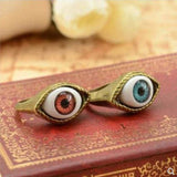 Lianfudai Classic Vintage Turkey Evil Eye Finger Ring Eyeball Punk Goth Jewellery Halloween Gift Fashion Ring for Men Women