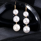 Lianfudai Christmas wishlist za Pearl Earring For Women Gold Color Crystal Beaded Drop Earrings Trendy Jewelry Statement Earrings Brincos Gift